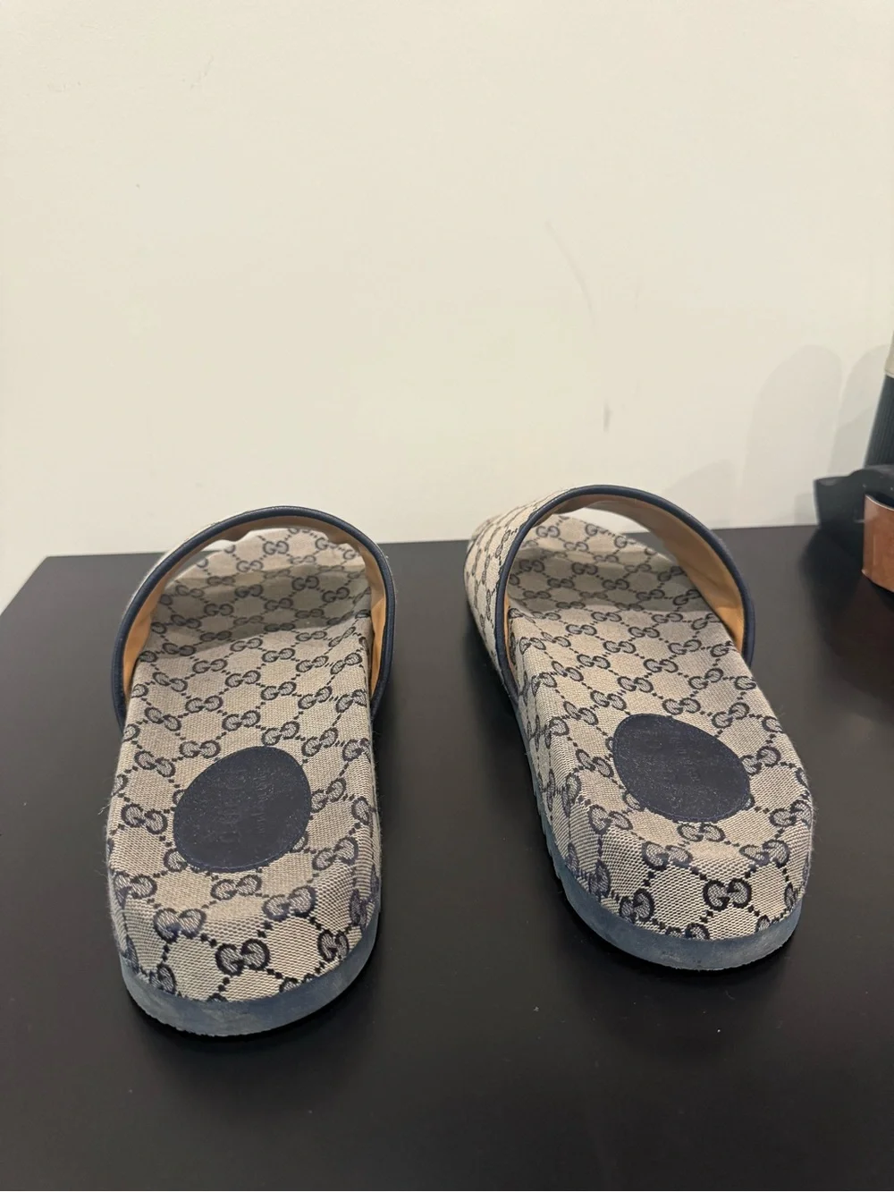 Gucci Beige and Brown GG Canvas Slide Sandals